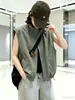 Chaleco casual sin mangas suelto para mujer, nuevo diseño primavera y otoño 2026, versátil para usar en capas, con cordón y cuello alto