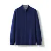 Cárdigan de lana 100% pura para hombre, chaqueta informal de doble cara, con cremallera y parte superior gruesa de punto, para otoño e invierno