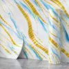 Pegatinas de pared autoadhesivas IXPE transfronterizas, patrón de rayas azules y doradas, rollo de renovación de papel tapiz brillante, al por mayor