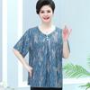 Mamá de Mediana Edad y Anciana 100kg Verano Camiseta de Cuello Redondo para Mujer Talla Especial Grande 50 y 60 Años Abuela Camisa Estilo Manga Corta