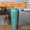 Jarrón de aspecto alto de 35 cm Cerámica de Jingdezhen Jarrón azul y blanco Muebles para el hogar Sala de modelos Recipiente para flores con borde dorado
