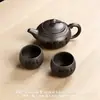 Bule de Argila Roxa de Grande Capacidade, Bule Clássico Estilo Antigo, Conjunto de Chá Kung Fu com Um Bule e Duas ou Quatro Xícaras, Bule para Preparo de Chá de Panela Única B12
