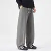 Novo produto outono e inverno para homens plus size: calça casual curva de comprimento estendido, solta e versátil, adequada para homens altos, calça de moletom casual de perna larga
