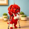 El Llavero del Perro Rojo que ha sido "Golpeado por la Vida" - un Colgante Peculiar de Dedo Medio para Trabajadores, un Estabilizador del Ánimo