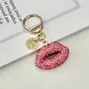 Venda Quente Transfronteiriça Argila Polimérica Strass Lábios Vermelhos Grandes Chaveiro de Carro Pingente Cheio de Strass Criativo Leve Luxo Charme para Bolsa