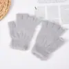 Guantes sin dedos de imitación de visón para Otoño e Invierno, Guantes de felpa corta de medio dedo para escribir, Guantes de punto simples y cálidos para la oficina de Invierno