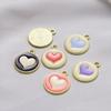 Colgante redondo de aleación con forma de gota de aceite de 2 mm con forma de corazón, ideal para pulseras, collares y llaveros.