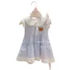 Elegante Vestido Sencillo de Verano Fino a Cuadros para Niñas, Bebé Nuevo Estilo 2026 Vestido de Princesa de Verano para Niña Pequeña
