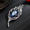 Nuevo broche de alta gama estilo palaciego retro cristal austriaco corsage de plumas accesorios exquisitos magníficos