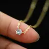 Colar Clássico de Prata de Lei S925 com Diamante Único para Mulheres Corrente de Clavícula com Zircônia de Seis Garras Luxo Leve Colar Simples de Alta Qualidade para Todas as Ocasiões Joias