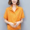 Sudadera Corta de Verano para Mujer Delgada 2024 Nueva Suelta Jersey Madre de Mediana Edad Manga Corta Media Cremallera Algodón Top