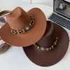 Sombrero vaquero estilo étnico para mujer, adecuado para viajar en Xizang, Xinjiang y el oeste de Sichuan, sombrero para exteriores para senderismo con ala ancha para protección solar