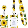 Cordón de poliéster estampado de girasol Parche epoxi ABS Hebilla de fácil extracción Hebilla para tarjeta de identificación/certificado de girasol de fácil extracción