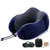 Almofada Personalizada em Espuma de Memória em Formato U Portátil para Viagem Conjunto de Três Peças Almofada Cervical com Opção de Impressão de Logo Tecido Magnético Almofada U para Avião