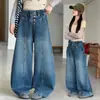 Pantalones vaqueros de nuevo estilo de otoño para niñas mayores, ropa infantil, jeans curvos de corte holgado para niñas, elegantes y versátiles