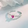 Anillo Colorido de Plata S925 para Mujer, Moderno y Versátil, Mismo Estilo que las Celebridades de Internet, Diseño Exquisito, Anillo para el Dedo Índice, Exclusivamente para Ventas Transfronterizas