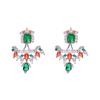 Aretes Retro de Alas de Ángel con Micro Zirconia Removibles para Uso Múltiple Elegantes con Zirconia de Gota de Agua Esmeralda