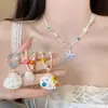 Collar de conchas de dopamina con cuentas para mujer, cadena para la clavícula estilo vacación en la playa, accesorio de diseño de nicho nuevo 2026