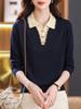 Top de malha de lapela para o outono e inverno 2024 nova moda estilo ocidental mãe camisa base para o inverno das mulheres no início do outono suéter