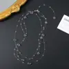 Colar Orvalho da Manhã Design de Nicho DIY Feito à Mão Cristal Transparente Contas Corrente de Pescoço Moda Contas Suspensas Corrente Clavicular