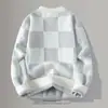 Ventas Directas de Fábrica Venta Caliente Transfronteriza Moda Masculina Individual Cuadros Cuello Medio Alto Grueso Suéter Tejido Hombre