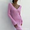 Vestido de malha com decote profundo, outono e inverno, coringa, atacado, suéteres europeus e americanos, além de fronteiras, AliExpress, Amazon