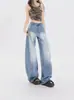 Jeans anchos de estilo retro americano para mujer, primavera y otoño, de cintura alta, corte holgado, adelgazantes, con una bonita caída, pantalones banana lavados de color claro