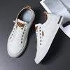 Zapatos de Hombre 2025 Nueva Moda de Primavera Versátiles Zapatos con Paneles de Cuero Suela Blanda Resistente al Desgaste Zapatos Casuales Deportivos de Hombre Blancos a la Moda