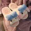 Pantufas Fofas de Pelo para Mulheres, Casa Outono/Inverno, Antiderrapante, Interno, Pantufas de Algodão Abertas na Ponta, Inverno Feminino, Desenho Animado, Popular no Instagram