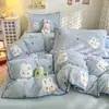 Ins Outono/Inverno Leite Fleece Renda Conjunto de Quatro Peças Capa de Edredom de Flanela Lençol de Cama Conjunto de Cama Quente de Fleece de Coral