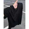 Camiseta fina de manga larga para hombre, con cuello redondo, diseño calado, color liso, sencilla, corte holgado, diseño elegante, versátil para uso casual en verano.