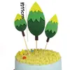 Bandeirinha de decoração para bolo de assar em formato de árvore pequena, cena com cem papéis de menina da floresta, cartão de bolo de aniversário