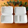 Caixa de Almoço Descartável Biodegradável 96 Polpa de Cana-de-Açúcar Compartimento Único/Duplo Caixa para Levar Bolinhos Fritos Pães no Vapor Arroz Marmita Caixa com Trava