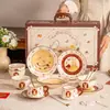 Estilo Conejo Hepburn Bosque Retro Vajilla de Cerámica para el Hogar Taza Plato Color Bajo Esmalte Juego de Platos Tazón Regalo de Inauguración