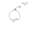 Anillos Zodiacales Versátiles Transfronterizos con Descuento para Mujer, Cadena de Borla Versátil de Circonita Ajustable Moda Joyería de Nicho