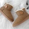 3352 Botas de Nieve de Piel de Oveja Cálidas de Invierno para Mujer de Caña Corta Antideslizantes Casuales Acolchadas de Cuero de Lana Zapatos de Nieve