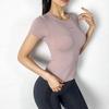 Top Esportivo de Manga Curta Cor de Doce para Mulheres, Emagrecedor, Roupa Fitness da Moda, Camiseta de Corrida de Secagem Rápida, Roupa de Yoga, Ajustado