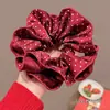 Goma para el pelo de lunares rojos de doble capa para mujer, elegante goma para coleta baja, banda elástica alta para el pelo, accesorio para el pelo