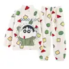 Pijama de manga larga de forro polar de coral para niños para otoño e invierno, con un lindo diseño de dibujos animados, un aspecto elegante y que proporciona calidez para usar en interiores.