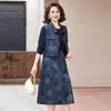 Elegante conjunto de vestido chaleco para primavera y otoño para mamás, ropa de moda para mujeres de mediana edad y mayores, atuendo para banquete de bodas