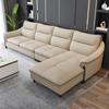 Sofá de Cuero de Lujo Ligero Nórdico Sala de Estar Apartamento Grande y Pequeño Estilo Italiano Minimalista Cuero de Vaca de Capa Superior Sofá de Esquina Concubina Imperial