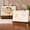 Calendario de escritorio de madera estilo chino, decoración de calendario de ilustración estilo chino para escritorio de oficina, calendario de caja de regalo 2027, personalizable