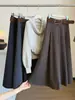 Saia de terno vintage em lã estilo A para mulheres, novo estilo outono, alta qualidade, corte solto, cobre o quadril, modeladora e fluida, comprimento médio