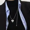 Colar Pingente Puxa Amor Feminino Simples Elegante Alto Senso Corrente Longa para Suéter Nova Corrente de Suéter Acessórios Versáteis