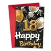 Tarjeta de Cumpleaños Número 18 Globos Negro Dorado Fiesta Ceremonia de Adulto Tarjeta de Bendición Conmemorativa Regalo para Amigo Regalo de Cumpleaños