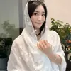 Xale feminino estilo étnico, novo modelo de verão 2026, adequado para viagens e fotografia no Noroeste, lenço de seda fino com proteção solar, lenço de cabeça para deserto