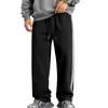 Atacado transfronteiriço da Amazon de calças casuais masculinas para outono e inverno, de fleece pesado, com blocos de cor, cordão, corte solto