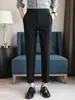 Pantalones de Hielo de Seda Finos de Verano con un Toque de Alta Gama, Estilo Commuter de Negocios, Pantalones Casuales Rectos Cortos sin Arrugas, Pantalones Largos Versátiles