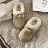 Pantuflas de Algodón Maillard con Lazo para Mujer, Uso en Exteriores, Otoño/Invierno 2026, Con Felpa, Cálidas, Suela Suave, de Poner, Pantuflas Cerradas Peludas