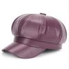 Sombrero estilo coreano para mujer otoño e invierno moda nuevo boina de PU tendencia ocio al aire libre color sólido sombrero octogonal en stock